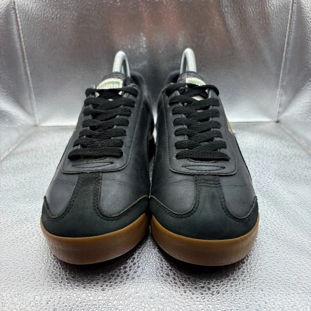 Size 6.5 Puma Roma Classic Gum Black Mens Leather Lace-Up Athletic Shoes